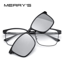 Load image into Gallery viewer, MERRYS DESIGN 2 In 1 Magnet Polarized Clip Glasses Frame For Men Women Optical Clip Glasses Square Semi-Rimless Eyeglasses S2319