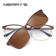 Load image into Gallery viewer, MERRYS DESIGN 2 In 1 Magnet Polarized Clip Glasses Frame For Men Women Optical Clip Glasses Square Semi-Rimless Eyeglasses S2319
