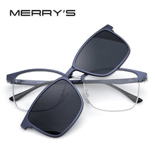 Load image into Gallery viewer, MERRYS DESIGN 2 In 1 Magnet Polarized Clip Glasses Frame For Men Women Optical Clip Glasses Square Semi-Rimless Eyeglasses S2319