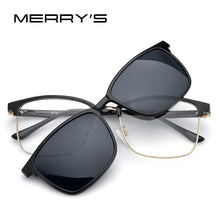 Load image into Gallery viewer, MERRYS DESIGN 2 In 1 Magnet Polarized Clip Glasses Frame For Men Women Optical Clip Glasses Square Semi-Rimless Eyeglasses S2319