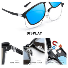 Load image into Gallery viewer, MERRYS DESIGN 2 In 1 Magnet Polarized Clip Glasses Frame For Men Women Optical Clip Glasses Square Semi-Rimless Eyeglasses S2319