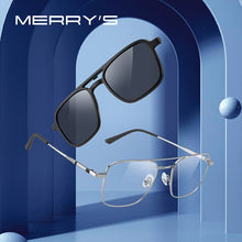 Load image into Gallery viewer, MERRYS DESIGN 2 In 1 Magnet Polarized Clip Glasses Frame Men Optical Clip Glasses For Men Square Eyeglasses S2301