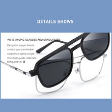 Load image into Gallery viewer, MERRYS DESIGN 2 In 1 Magnet Polarized Clip Glasses Frame Men Optical Clip Glasses For Men Square Eyeglasses S2301