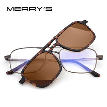 Load image into Gallery viewer, MERRYS DESIGN 2 In 1 Magnet Polarized Clip Glasses Frame Men Optical Clip Glasses For Men Square Eyeglasses S2301