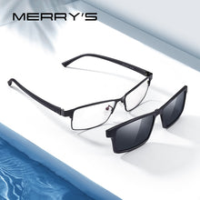 Load image into Gallery viewer, MERRYS DESIGN 2 In 1 Magnet Polarized Clip Glasses Frame Men Optical Myopia Clip Glasses For Men Eyeglasses Frame TR90 S2728