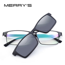 Carica l&#39;immagine nel visualizzatore di Gallery, MERRYS DESIGN 2 In 1 Magnete Polarizzato Clip di Occhiali Telaio Uomini Miopia Ottica Clip di Occhiali Per Gli Uomini Occhiali Da Vista Telaio TR90 S2728