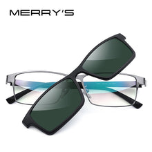 Load image into Gallery viewer, MERRYS DESIGN 2 In 1 Magnet Polarized Clip Glasses Frame Men Optical Myopia Clip Glasses For Men Eyeglasses Frame TR90 S2728