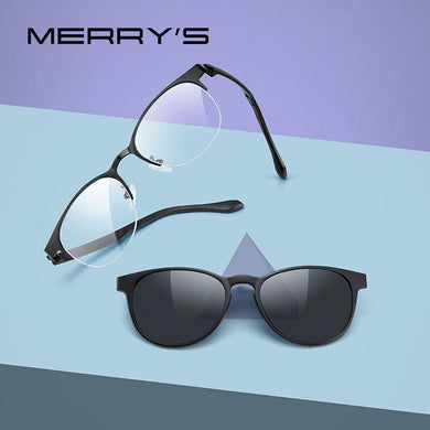 MERRYS DESIGN 2 In 1 Magnet Polarized Clip On Glasses Frame For Women Clip Glasses Optical Prescription Eyeglasses Frame S2786