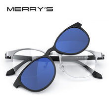 Carica l&#39;immagine nel visualizzatore di Gallery, MERRYS DESIGN 2 In 1 Magnet Polarized Clip On Glasses Frame For Women Clip Glasses Optical Prescription Eyeglasses Frame S2786
