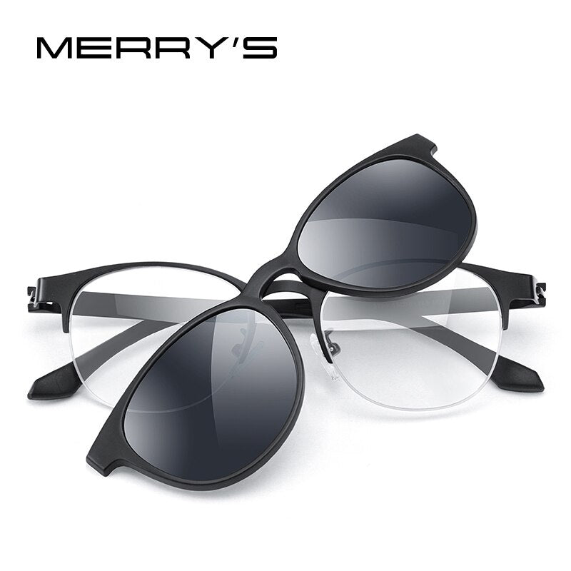 MERRYS DESIGN 2 In 1 Magnet Polarized Clip On Glasses Frame For Women Clip Glasses Optical Prescription Eyeglasses Frame S2786
