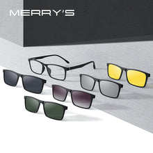 Carica l&#39;immagine nel visualizzatore di Gallery, MERRYS DESIGN 5 In 1 Magnet Polarized Clip Glasses Frame Men Women TR90 Glasses Frame Square Eyeglasses S2149