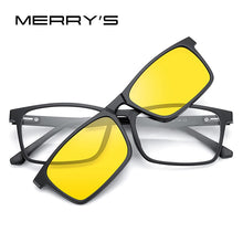 Carica l&#39;immagine nel visualizzatore di Gallery, MERRYS DESIGN 5 In 1 Magnet Polarized Clip Glasses Frame Men Women TR90 Glasses Frame Square Eyeglasses S2149