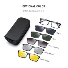Carica l&#39;immagine nel visualizzatore di Gallery, MERRYS DESIGN 5 In 1 Magnet Polarized Clip Glasses Frame Men Women TR90 Glasses Frame Square Eyeglasses S2149