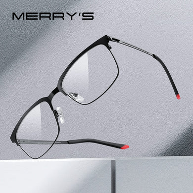 MERRYS DESIGN Classic Men Titanium Alloy Optical Glasses Frames  Ultralight Square Myopia Prescription Eyeglasses S2182