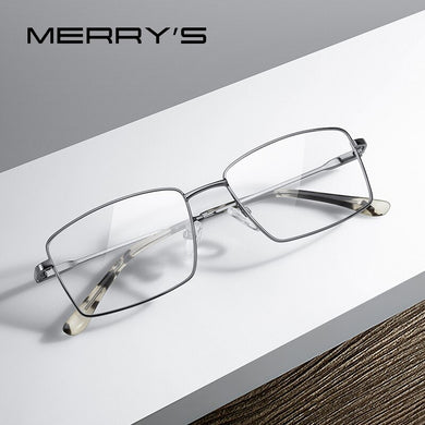 MERRYS DESIGN Classic Men Titanium Alloy Optical Glasses Frames Ultralight Square Myopia Prescription Eyeglasses S2261