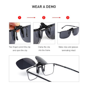 MERRYS DESIGN Clip On Glasses Frame Clips Day Night Vision Clip Glasses UV400 Polarized Fishing Driving Sunglasses P0088