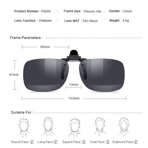 MERRYS DESIGN Clip On Glasses Frame Clips Day Night Vision Clip Glasses UV400 Polarized Fishing Driving Sunglasses P0088