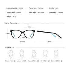 Load image into Gallery viewer, MERRYS DESIGN Girl Blue Ray Light Blocking Acetate Glasses Frames Kids Cat Eye Eyewear Children Optical Eyeglasses S7806FLG
