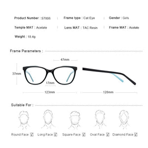 MERRYS DESIGN Girl Blue Ray Light Blocking Acetate Glasses Frames Kids Cat Eye Eyewear Children Optical Eyeglasses S7806FLG