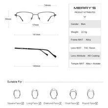 Load image into Gallery viewer, MERRYS DESIGN Men Alloy Optical Glasses Frame Myopia Prescription Eyeglasses Half Optical Frame Business Style S2208
