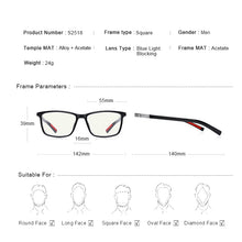 Load image into Gallery viewer, MERRYS DESIGN Men Anti Blue Ray Light Blocking Glasses For Computer Men Square Eyewear Silicone Temple S2518FLG