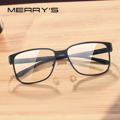 MERRYS DESIGN Men Business Style Alloy Glasses Frame Male Square Ultralight Eye Myopia Prescription Eyeglasses TR90 Legs S2104