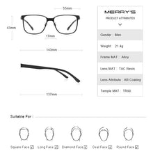 Load image into Gallery viewer, MERRYS DESIGN Men Business Style Alloy Glasses Frame Male Square Ultralight Eye Myopia Prescription Eyeglasses TR90 Legs S2104