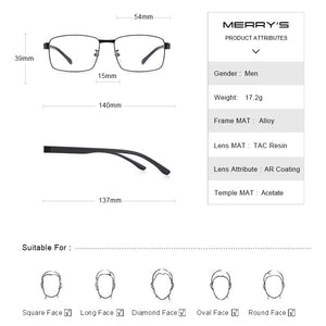 MERRYS DESIGN Men Business style Square Glasses Frame Male Myopia Prescription Eyeglasses TR90 Frame Titanium Alloy Legs S2105