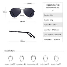 Load image into Gallery viewer, MERRYS DESIGN Men Classic HD Polarized Pilot Sunglasses For Driving  Aviation Aluminum Mens Eyewear UV400 Protection S8285