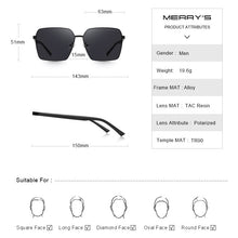 Carica l&#39;immagine nel visualizzatore di Gallery, MERRYS DESIGN Men Classic  Brand Square Sunglasses HD Polarized Sun glasses For Driving TR90 Legs UV400 Protection S8311
