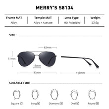 Load image into Gallery viewer, MERRYS DESIGN Men Classic Pilot Sunglasses HD Polarized Sun glasses Driving Fishing Eyewear For Men Women UV400 Protection S8134