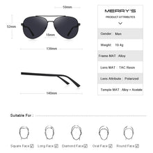 Load image into Gallery viewer, MERRYS DESIGN Men Classic Pilot Sunglasses HD Polarized Sun glasses For Driving Fishing TR90 Legs UV400 Protection S8299