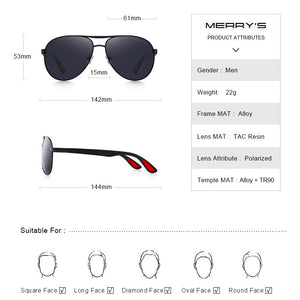 MERRYS DESIGN Men Classic Pilot Sunglasses HD Polarized Sun glasses For Driving TR90 Legs UV400 Protection S8125