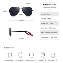 Load image into Gallery viewer, MERRYS DESIGN Men Classic Pilot Sunglasses HD Polarized Sun glasses For Driving TR90 Legs UV400 Protection S8236