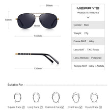 Load image into Gallery viewer, MERRYS DESIGN Men Classic Pilot Sunglasses HD Polarized Sunglasses For Men Driving Aviation Legs UV400 Protection S8371