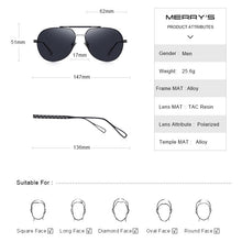 Load image into Gallery viewer, MERRYS DESIGN Men Classic Pilot Sunglasses Polarized Sunglasses For Driving Fishing UV400 Protection S8455N