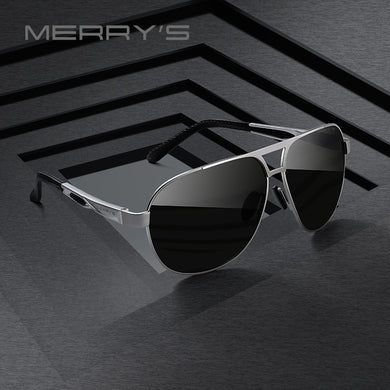 MERRYS DESIGN Uomo Classico Occhiali da sole polarizzati Occhiali da sole pilota maschile Occhiali con montatura grande Gambe in alluminio Protezione UV400 S8611N 