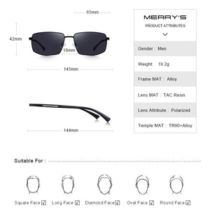 MERRYS DESIGN Men Classic Sunglasses Male HD Polarized Rectangle Sun glasses For Driving TR90 Legs UV400 Protection S8255