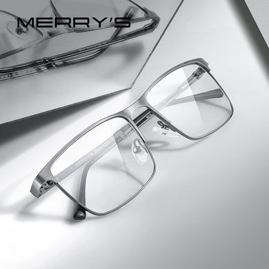 MERRYS DESIGN Men Classic Titanium Alloy Glasses Frame Male Square Ultralight Eye Myopia Prescription Eyeglasses S2115