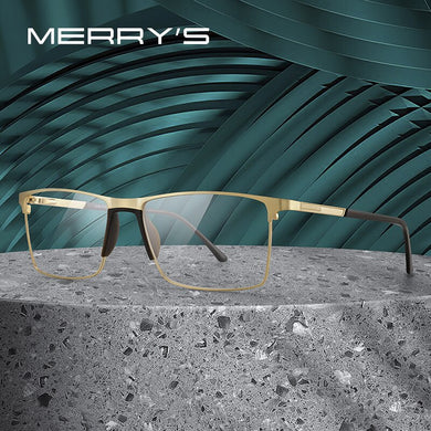 MERRYS DESIGN Men Classic Titanium Alloy Glasses Frame Male Square Ultralight Eye Myopia Prescription Eyeglasses S2171