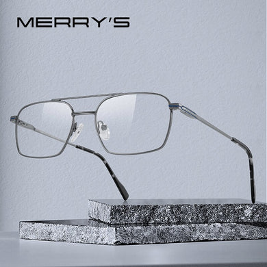 MERRYS DESIGN Uomo Classico In Lega di Titanio Montature per occhiali Ottici Doppio Fascio Telaio Occhiali Da Vista Maschile Ultraleggero Quadrato S2157