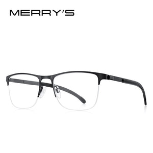MERRYS DESIGN Men Classic Titanium Alloy Optical Glasses Frames Half Frame Eyeglasses Male Ultralight Square S2363