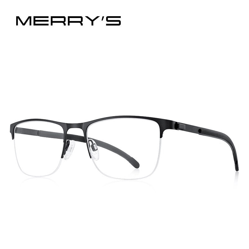 MERRYS DESIGN Men Classic Titanium Alloy Optical Glasses Frames Half Frame Eyeglasses Male Ultralight Square S2363
