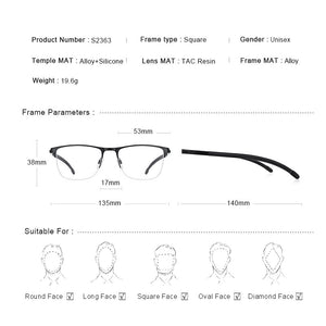MERRYS DESIGN Men Classic Titanium Alloy Optical Glasses Frames Half Frame Eyeglasses Male Ultralight Square S2363