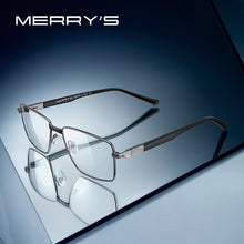Carica l&#39;immagine nel visualizzatore di Gallery, MERRYS DESIGN Men Classic Titanium Alloy Optical Glasses Frames Rectangle  Acetate Legs Eyeglasses Male Ultralight Square S2358