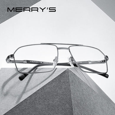 MERRYS DESIGN Men Classic Titanium Alloy Optical Glasses Frames Rectangle Full Frame Eyeglasses Male Ultralight Square S2313