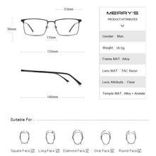 Load image into Gallery viewer, MERRYS DESIGN Men Alloy Optics Glasses Frames Male Square Ultralight Myopia Prescription Glasses S2163