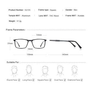 MERRYS DESIGN Men Square Glasses Frame Aluminum Temples Myopia Prescription Optical Eyewear S2155