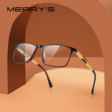 MERRYS DESIGN Men Square Glasses Frame Aluminum Temples Myopia Prescription Optical Eyewear S2155