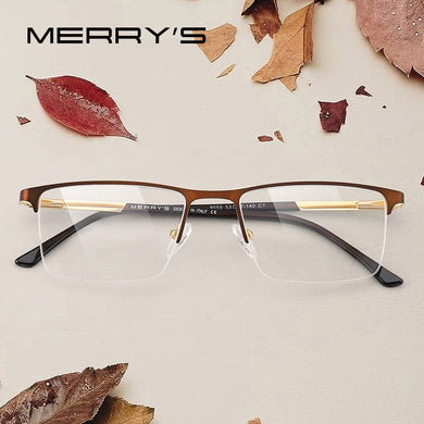 MERRYS DESIGN Men Glasses Frame Male Square Half Optical Ultralight Business Style Myopia Prescription Alloy Eyeglasses S2055